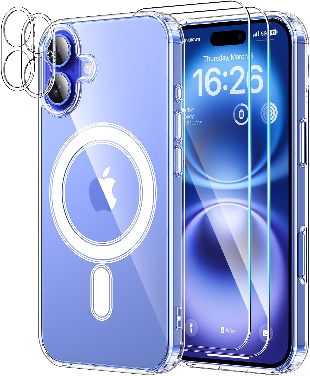Detalle de YNMEacc iPhone 16 6.1-inch magnetic case with protectors