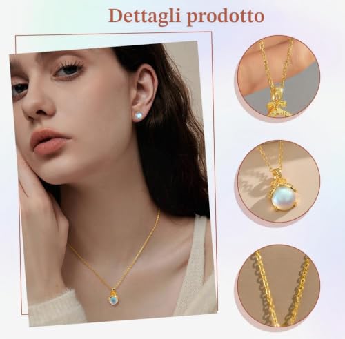 Thumbnail 2 de FIDWALL Gioielli Donna – Collana e Orecchini in Pietra di Luna, Regalo elegante in cofanetto con cartolina