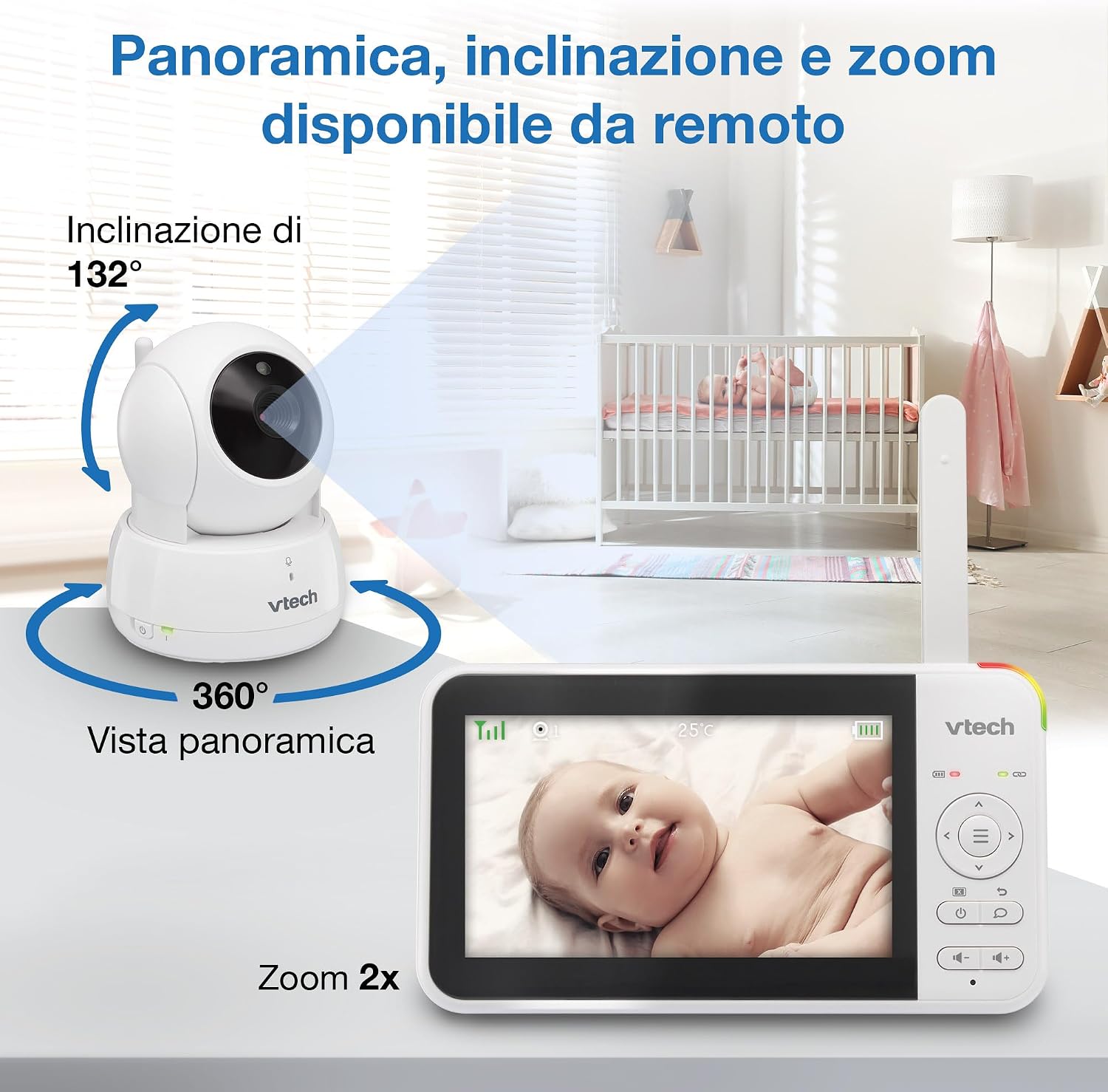 Detalle de VTech VM924-2 baby monitor 2 telecamere 5" LCD 👶