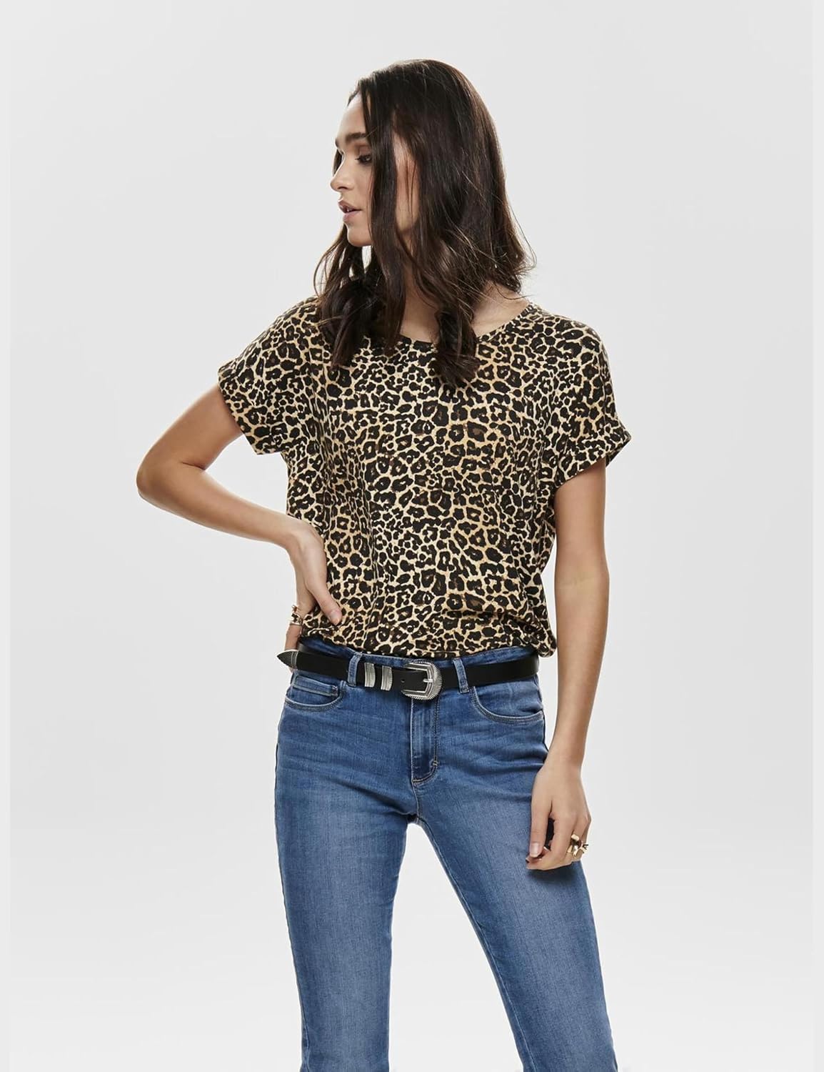 Detalle de ONLY Female Top ONLMOSTER Top – Zeitloses Basic-T-Shirt mit Umschlagbündchen