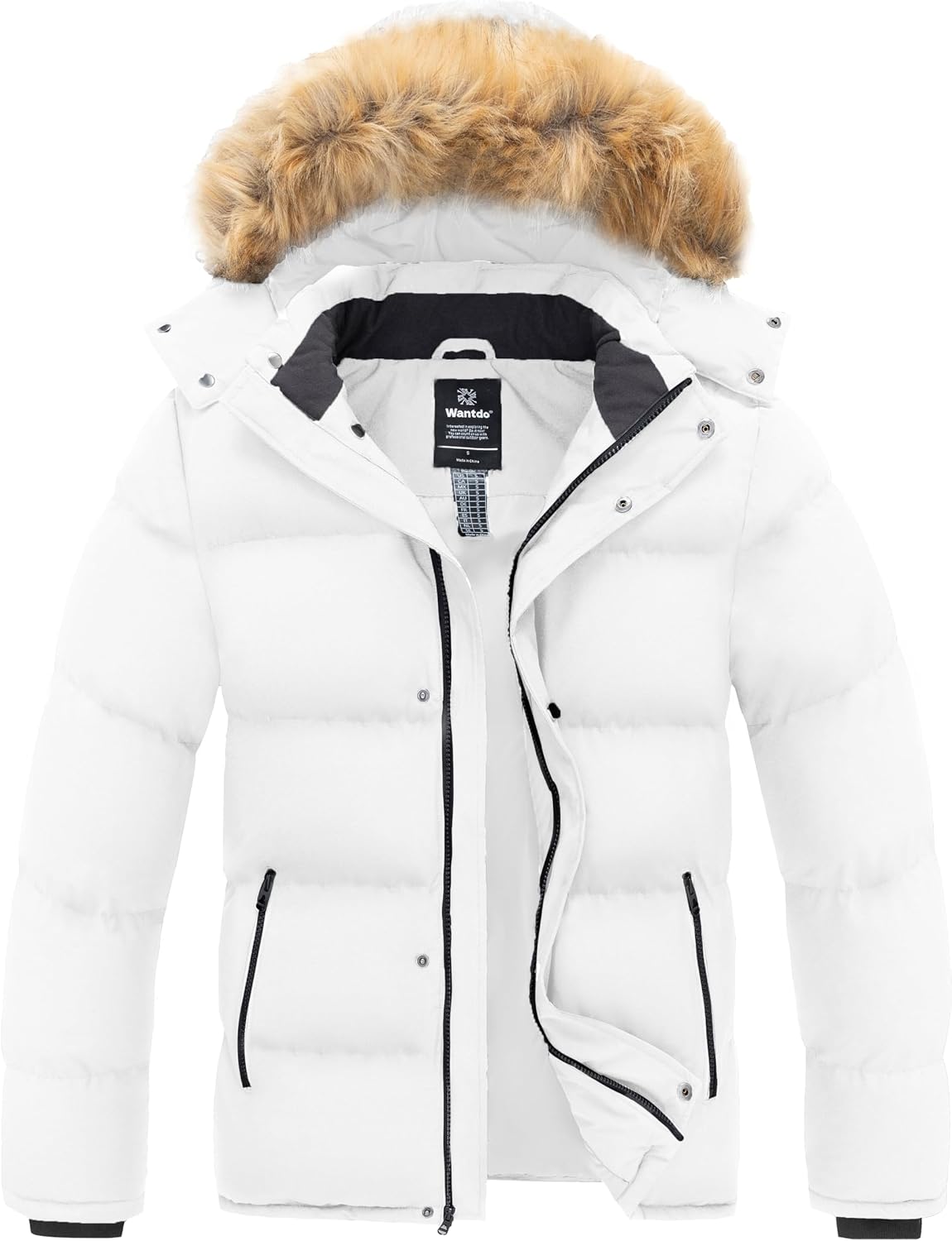 Detalle de Wantdo Men's Winter Puffer Jacket, 5000 mm Waterproof, Removable Hood