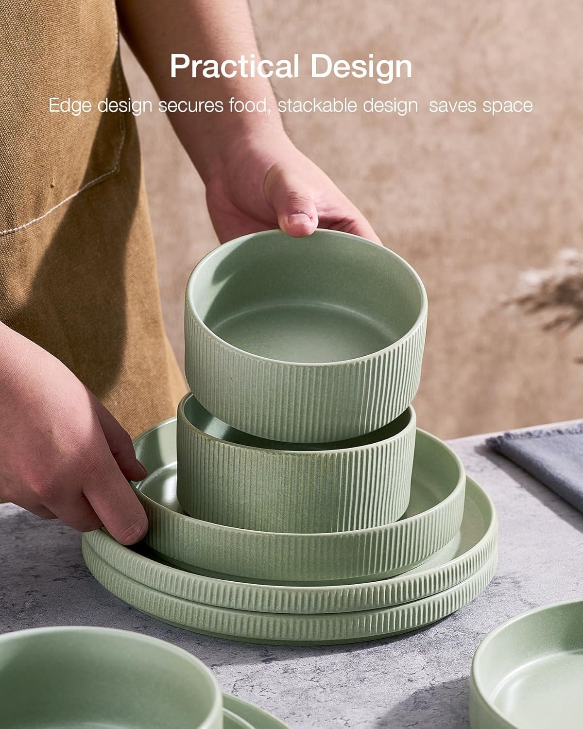 Thumbnail 5 de Famiware Star Dinnerware Set for 6 (18 pcs) Green Matte