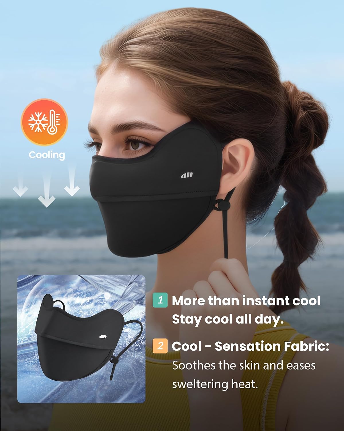 Detalle 2 de BENEUNDER UV Sun Protection Face Cover and Neck Gaiter, UPF 50+