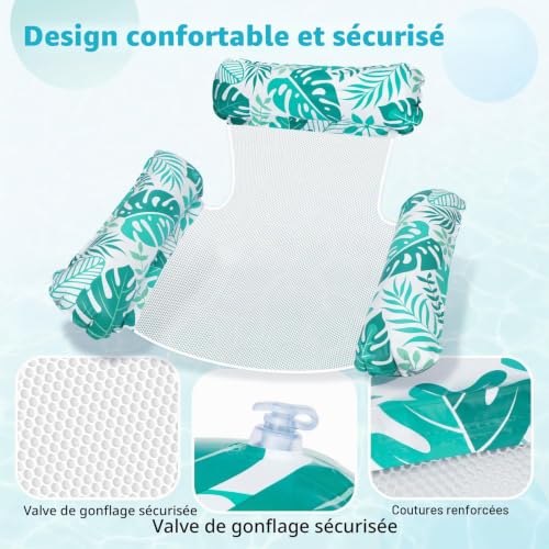 Detalle de Elidepe Bouee Piscine 4 en 1 — Matelas gonflable 2 pièces, chaise longue, hamac et selle de sport