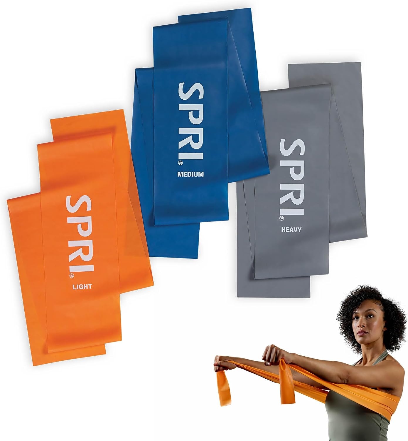 Detalle de SPRI 02-71661 Flat Resistance Bands 3-Pack, Natural Rubber Latex