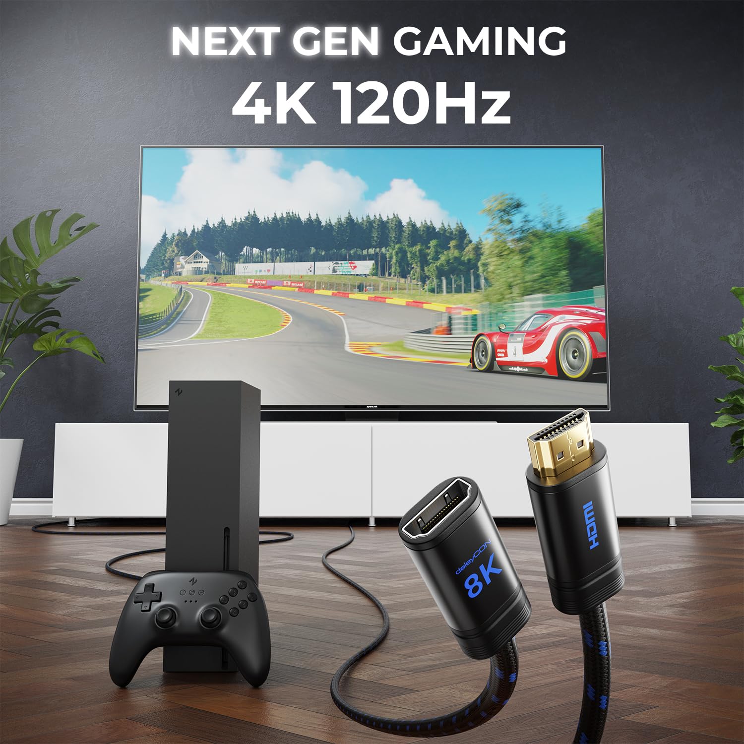 Thumbnail 5 de deleyCON 2m 8K HDMI 2.1 Verlängerungskabel – zuverlässige Kabelverlängerung für TV, Monitor und Konsolen