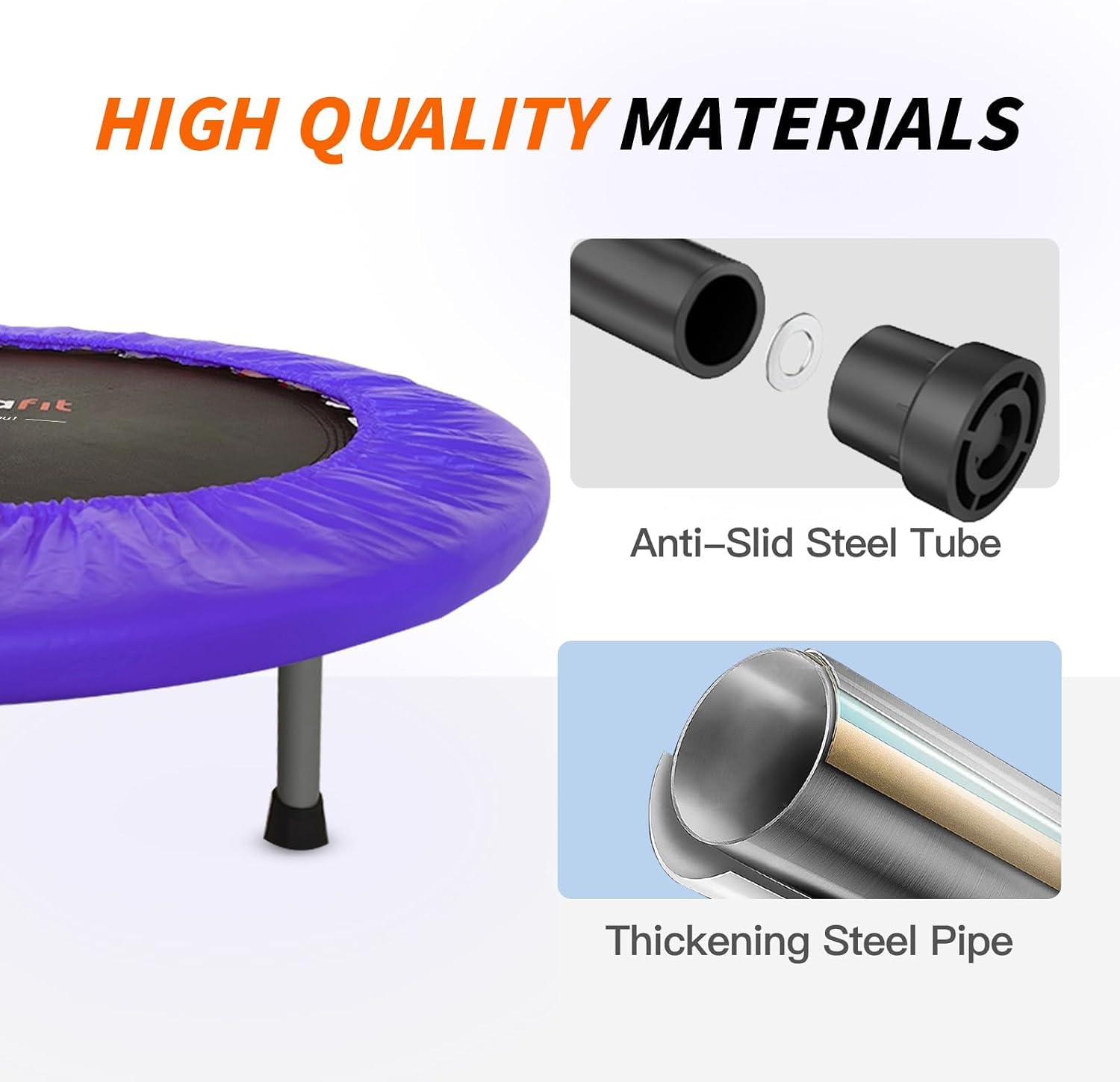Detalle 2 de ATIVAFIT faltbares Trampolin (102 cm) mit verstellbarem Schaumstoffgriff für Indoor-Training