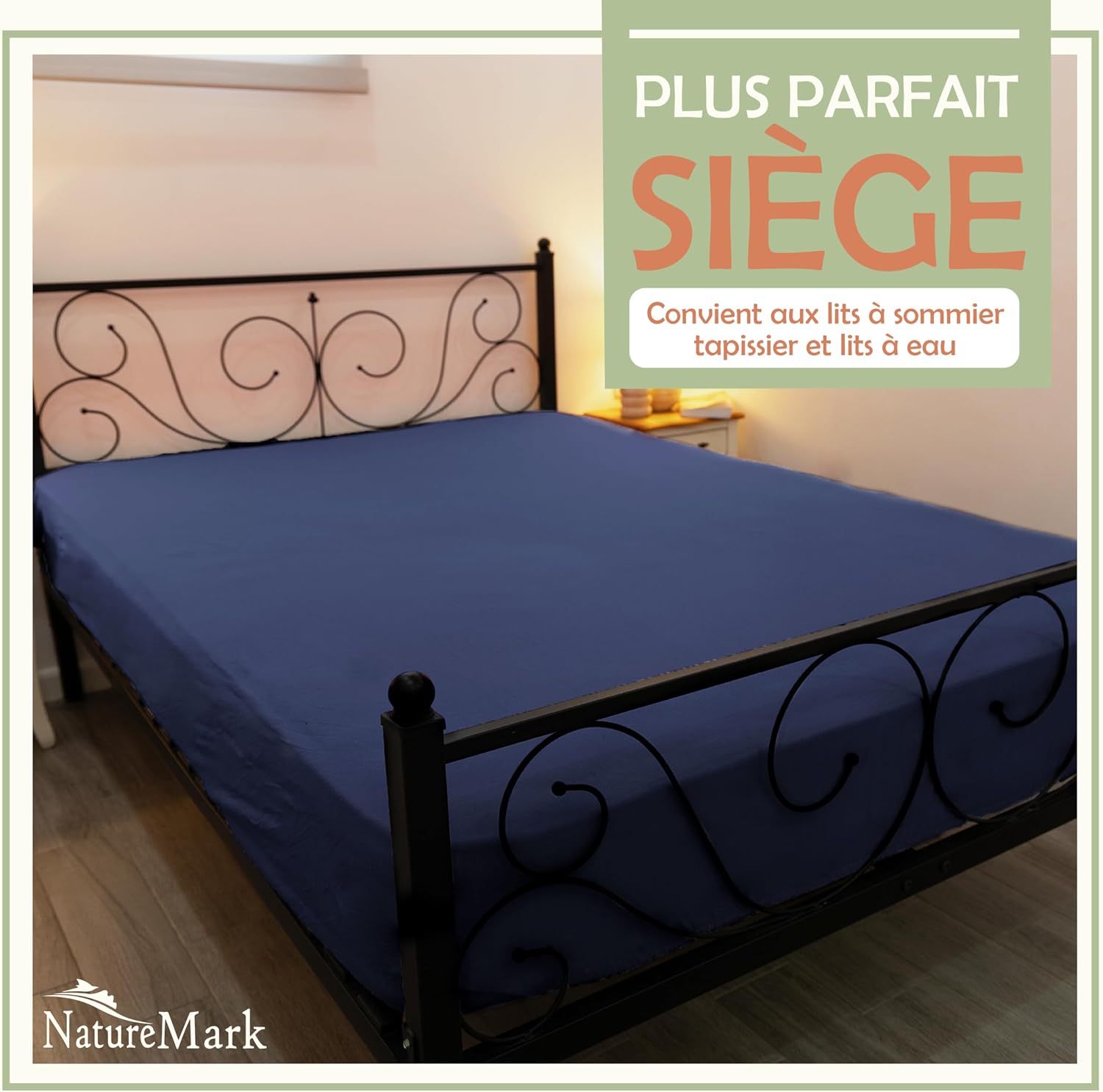 Detalle de NatureMark microvezel hoeslaken 90 x 200–100 x 200 cm, marineblauw