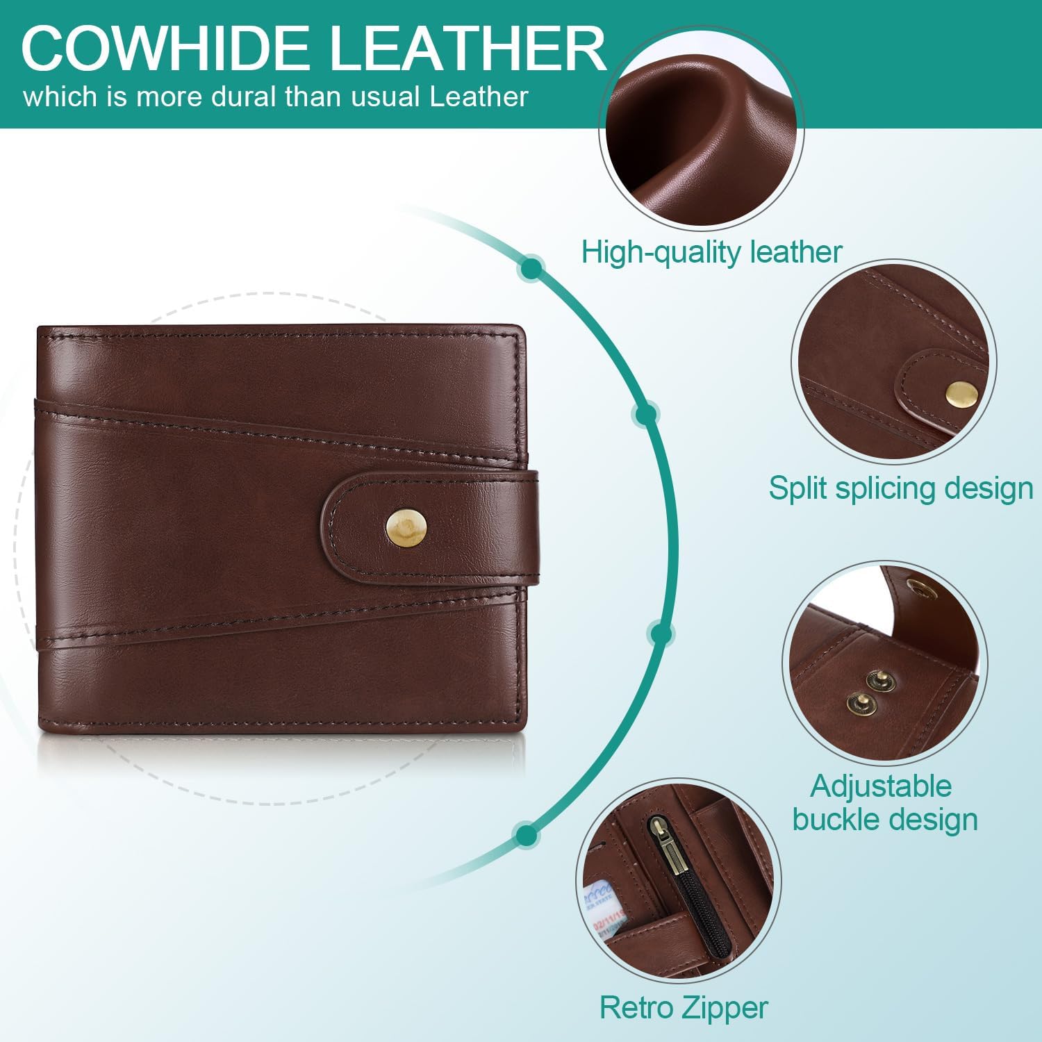 Detalle de GSG SINCE 1998 Men's Cowhide Leather Wallet with RFID Blocking