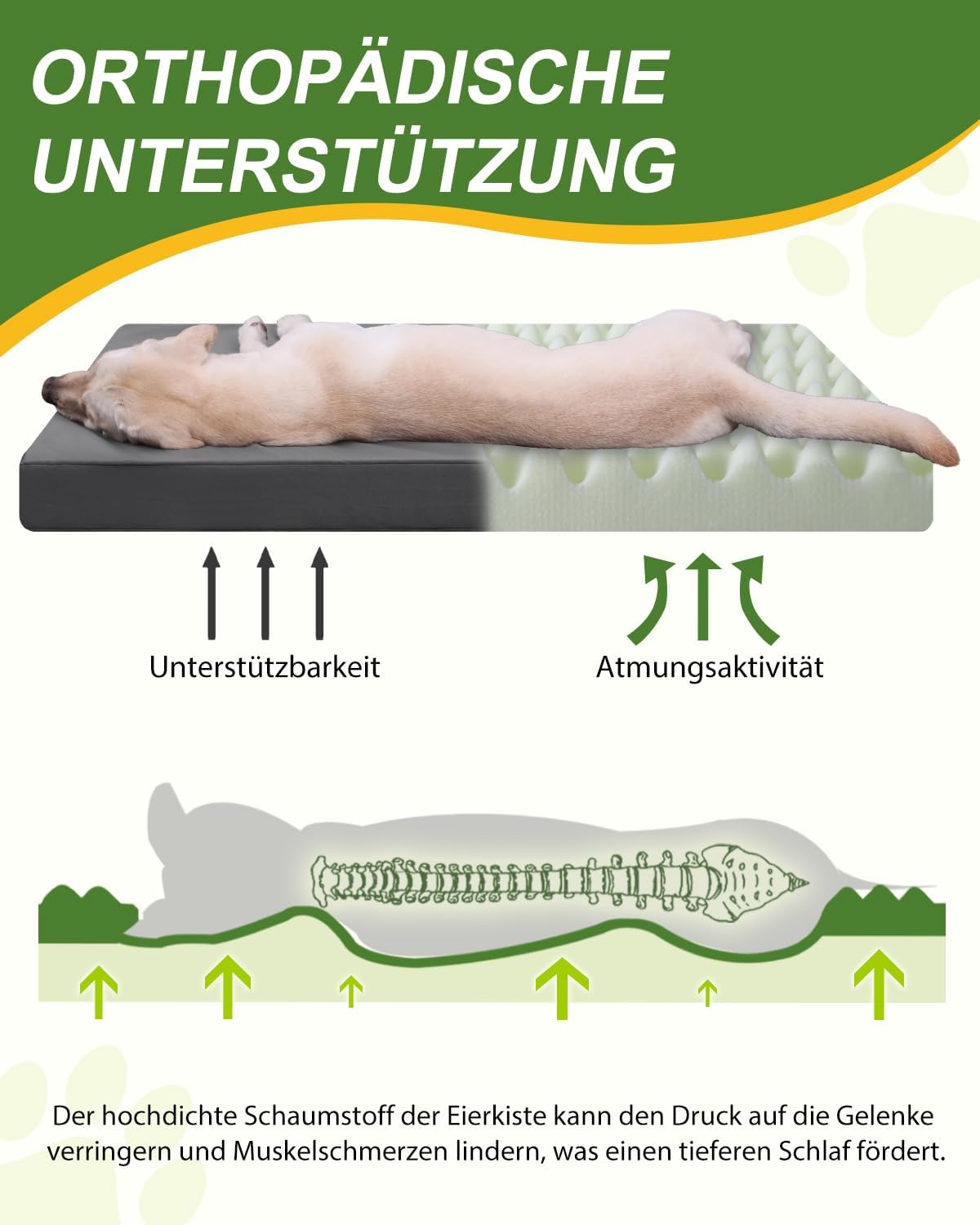 Thumbnail 3 de Favodormir orthopädisches Hundebett für große Hunde (104 x 68 cm) mit abnehmbarer, wasserabweisender Kunstleder-Hülle – grau