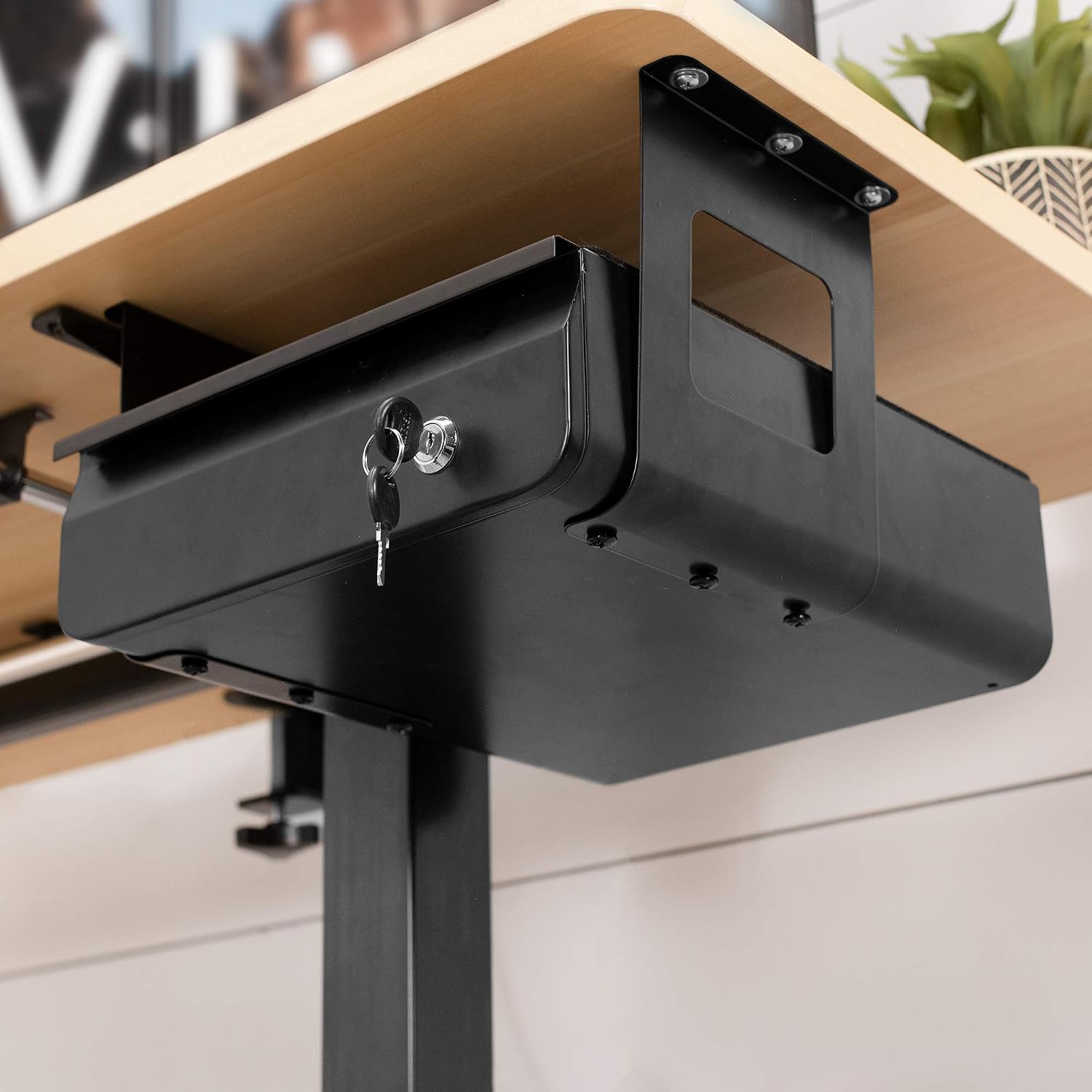 Detalle 1 de VIVO DESK-AC03L-B – zamykana, stalowa szuflada podbiurkowa 33 cm
