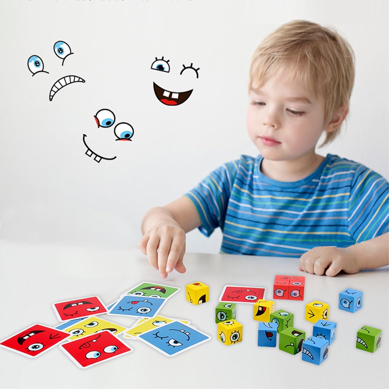 Detalle 2 de ZUNIPLEX Puzzle Building Blocks: cubo di legno con facce magiche per bambini dai 3 anni