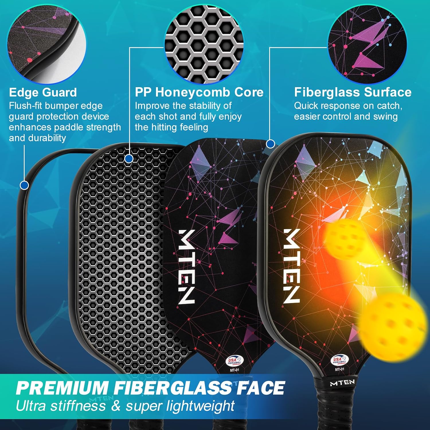 Detalle de MTEN Pickleball Paddle Set, Fiberglass