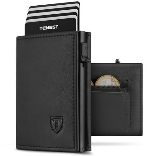 Detalle de TENBST Carteras para Hombre Magnético: tarjetero con monedero y protección RFID (Negro)
