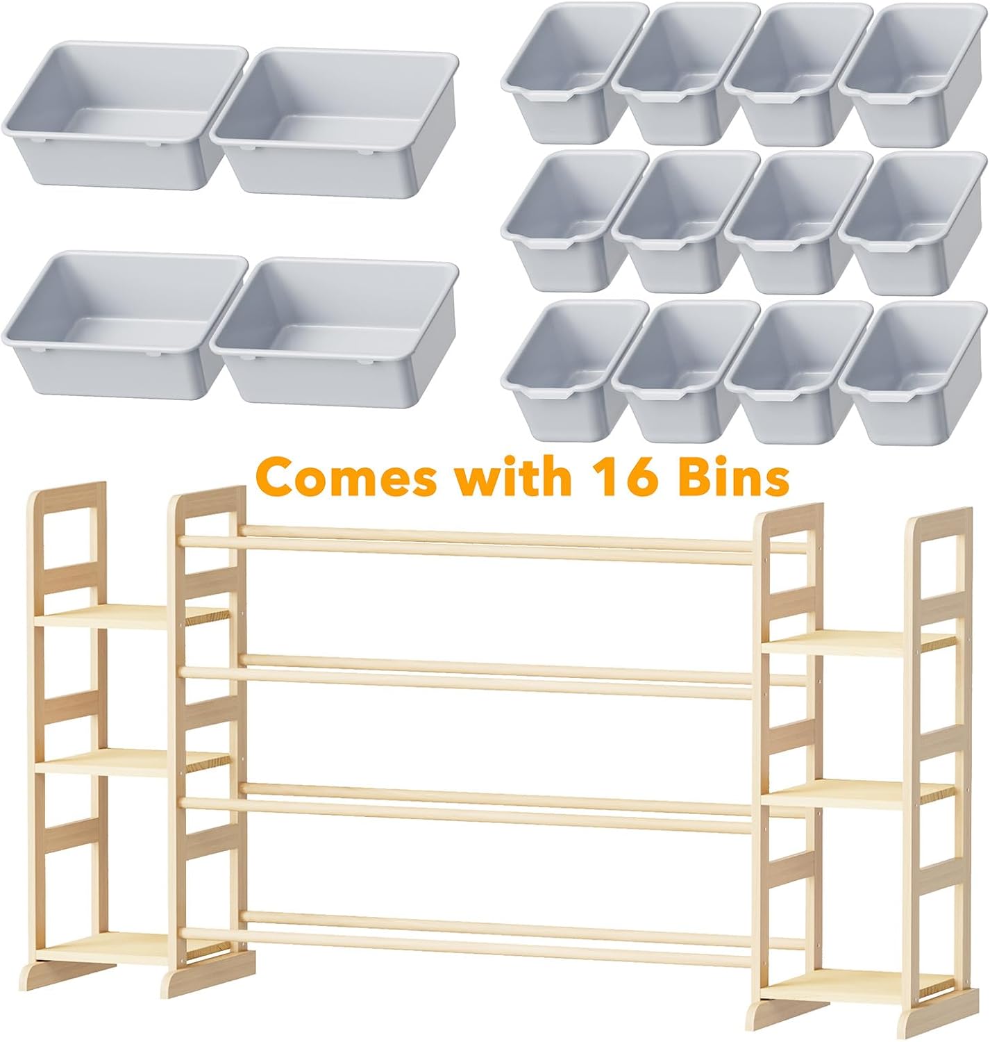 Thumbnail 6 de SpaceAid Toy Storage Organizer with 6 Shelves and 16 Bins — Modern Pine Wood Toy Organizer and Bookcase