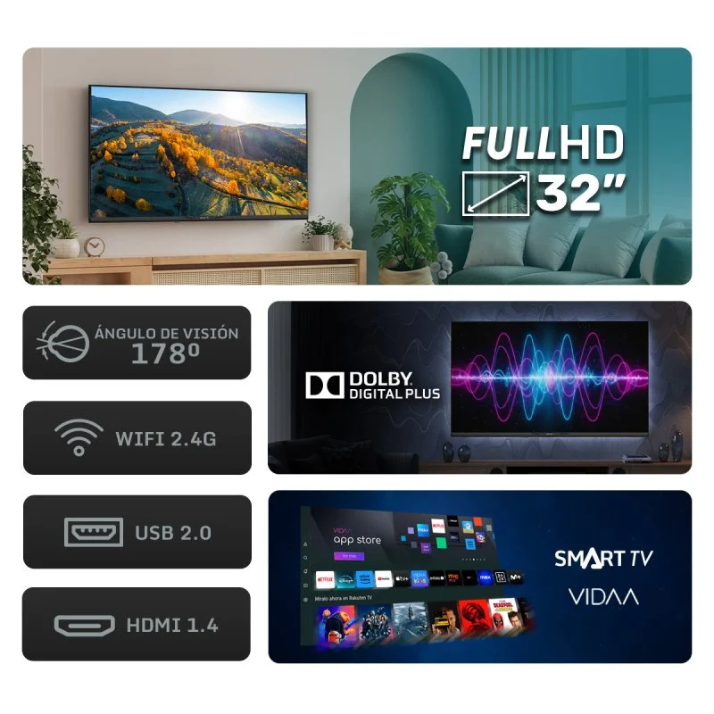 Thumbnail 1 de Nilait Prisma 32FD7004SVIOS 32" LED Smart TV FHD con VIDAA