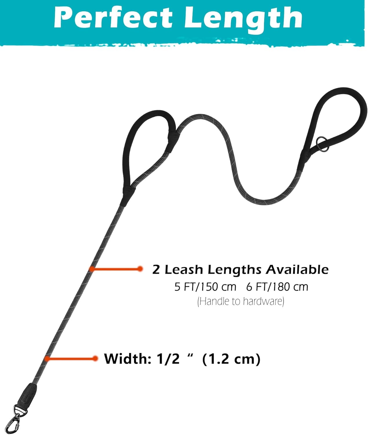 Thumbnail 5 de PetBonus Reflective Rope Dog Lead (1.8 m) with Lockable Hook & Padded Handles