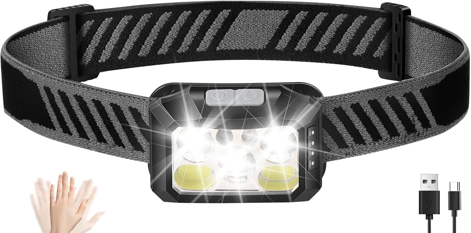 Detalle de Diboniur Linterna Frontal LED Recargable 1200 mAh