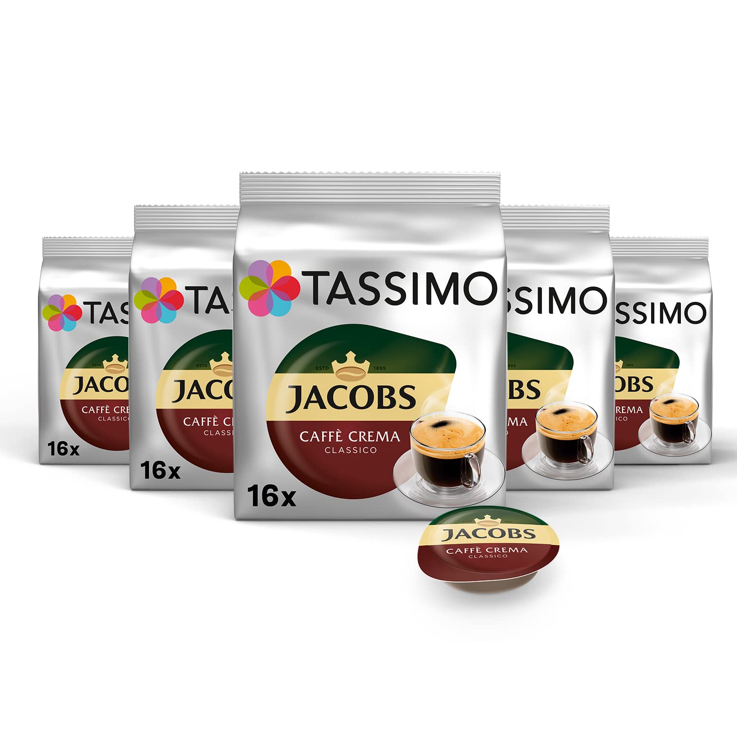 Detalle de Jacobs Caffè Crema Classico - Tassimo Kapseln, 5 x 16 Pads (80 Kaffeekapseln)