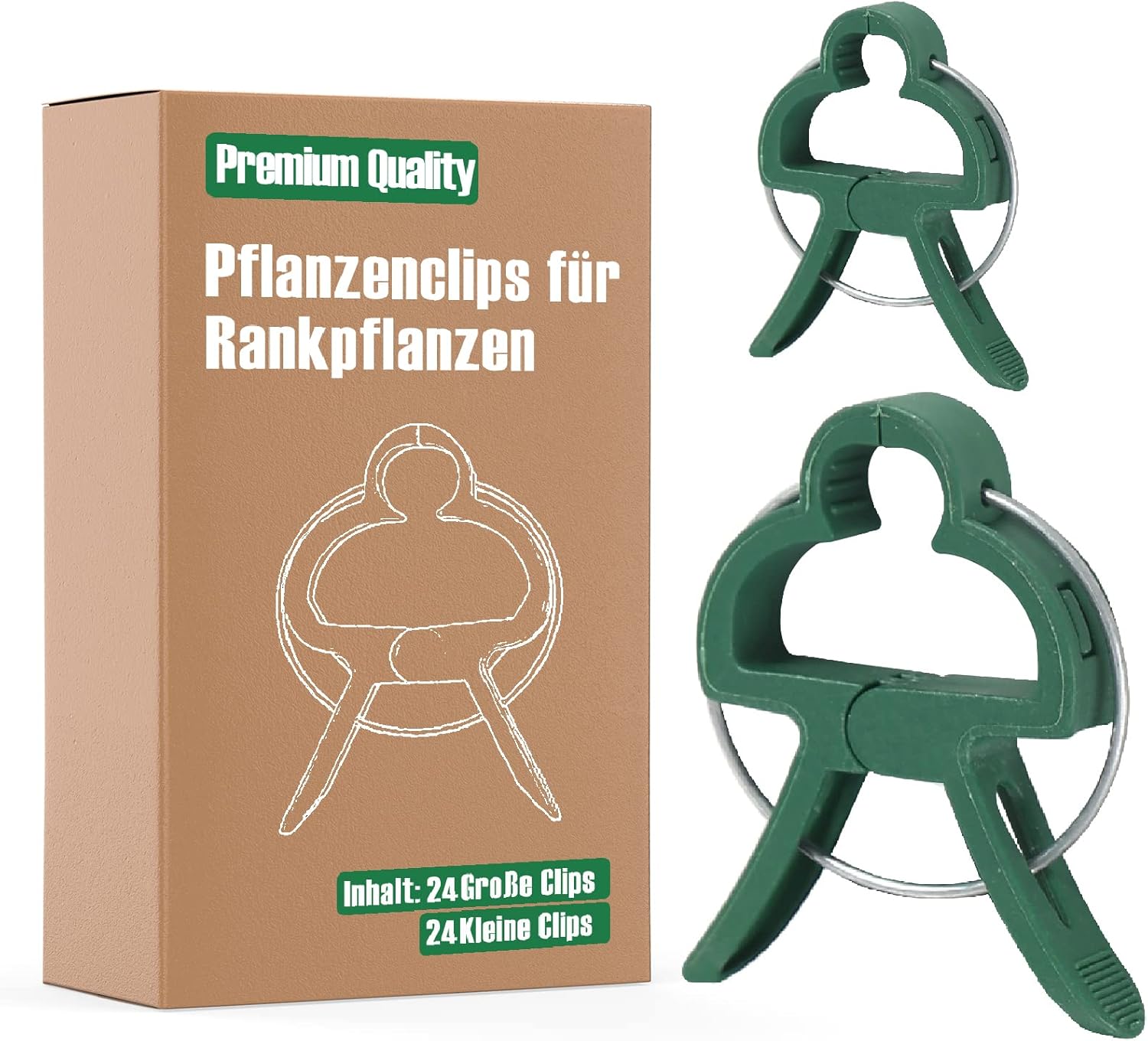 Detalle de Miuezuth 48 Stück Pflanzenclips – Stabile Rankhilfe für Tomaten, Gurken, Kletterrosen und andere Rankpflanzen (24 große + 24 kleine)