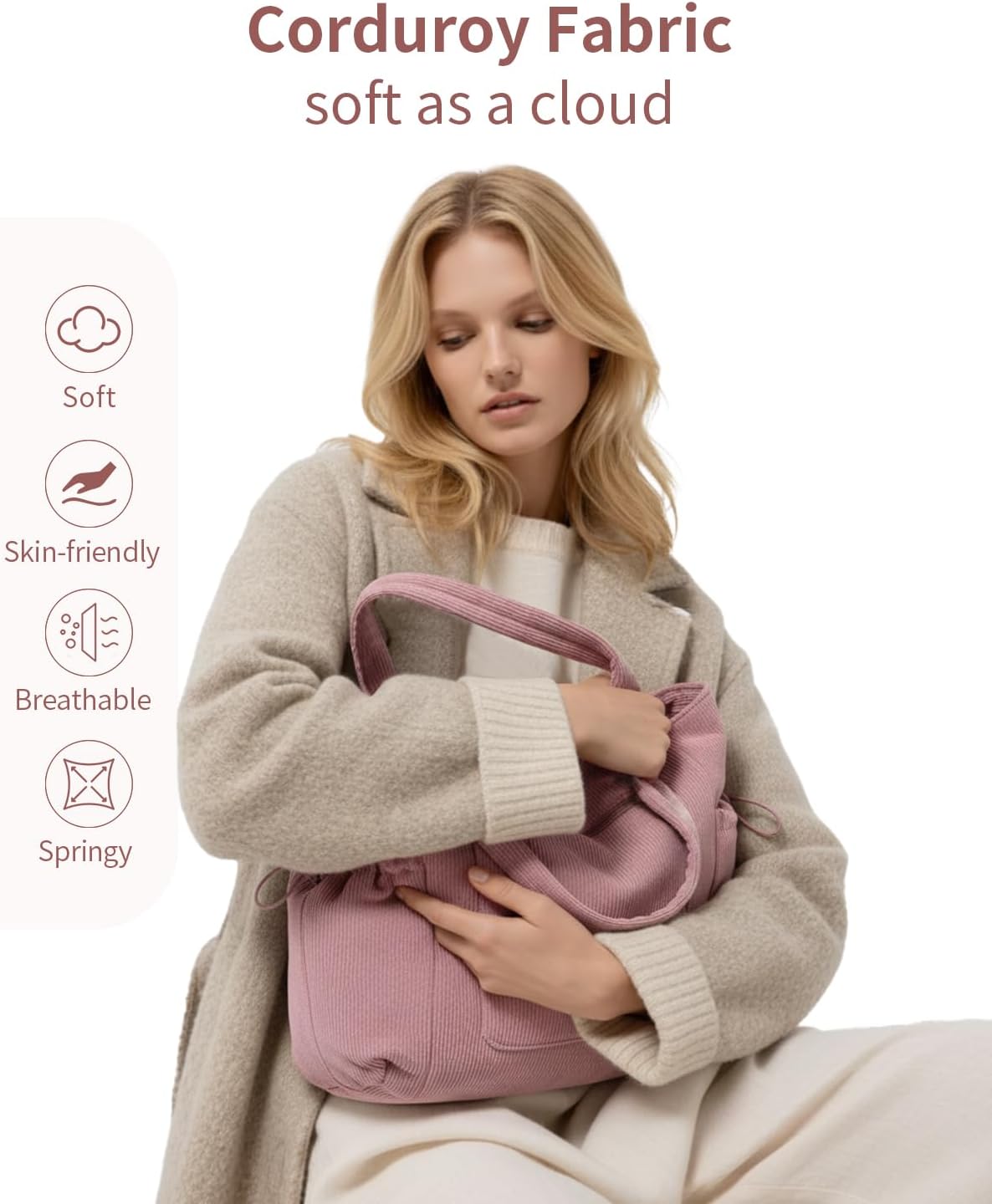 Detalle de ECOHUB Large Corduroy Tote Bag – Recycled Materials, 15.6" Laptop Compartment