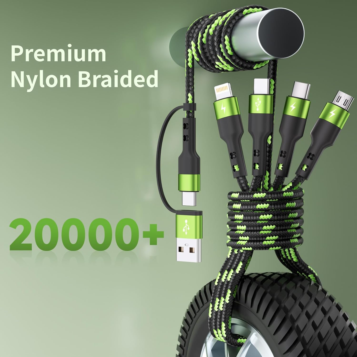 Detalle de Firsting Green Multi Charging Cable, 5 ft