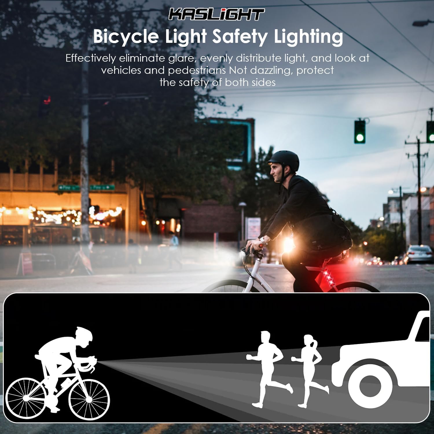 Detalle de KASLIGHT Rechargeable Bike Light Set with Handlebar Headlight and Taillight