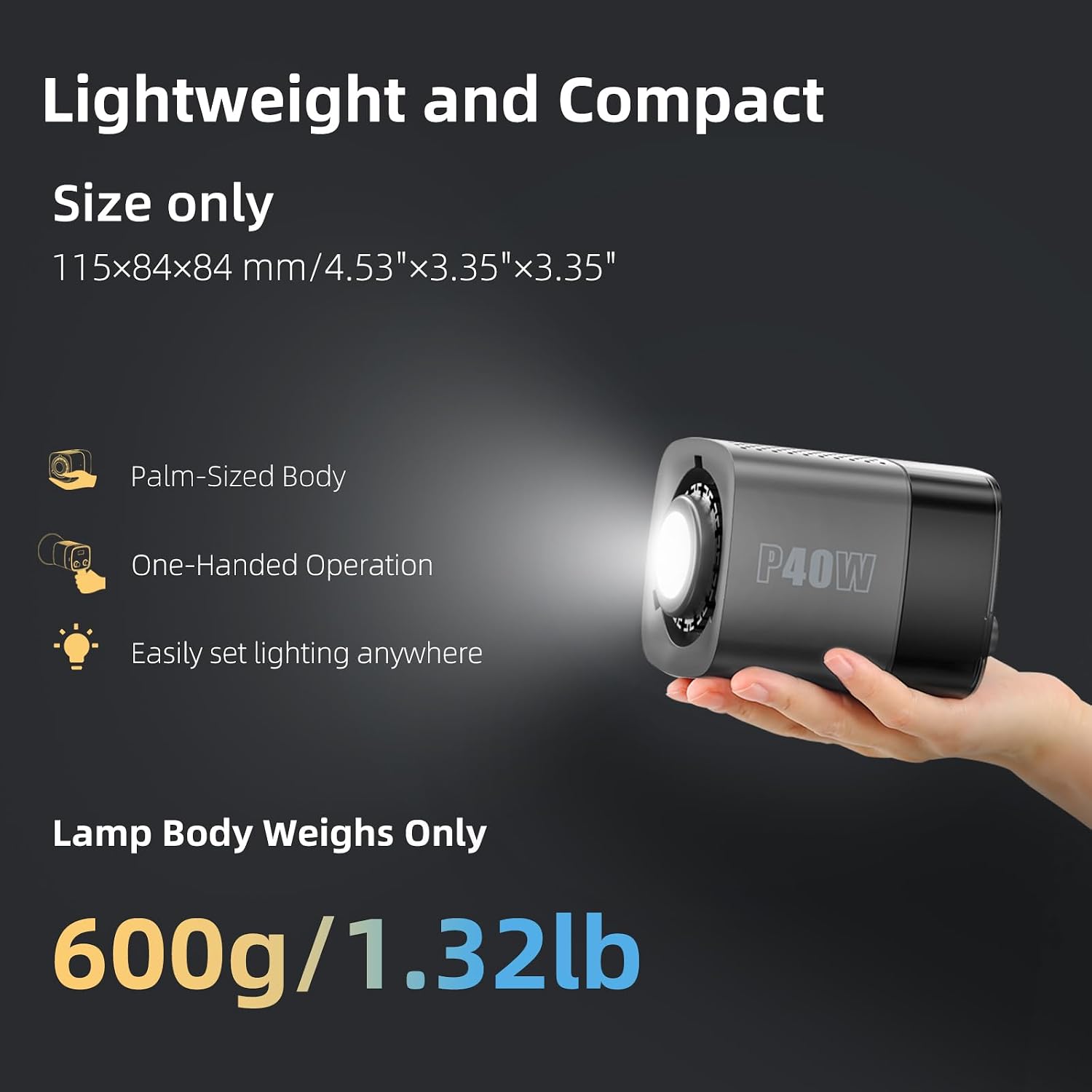 Thumbnail 3 de LUXCEO P40W Tragbares LED Videolicht – Bi-Color, 40 W, integrierter 5000 mAh Akku