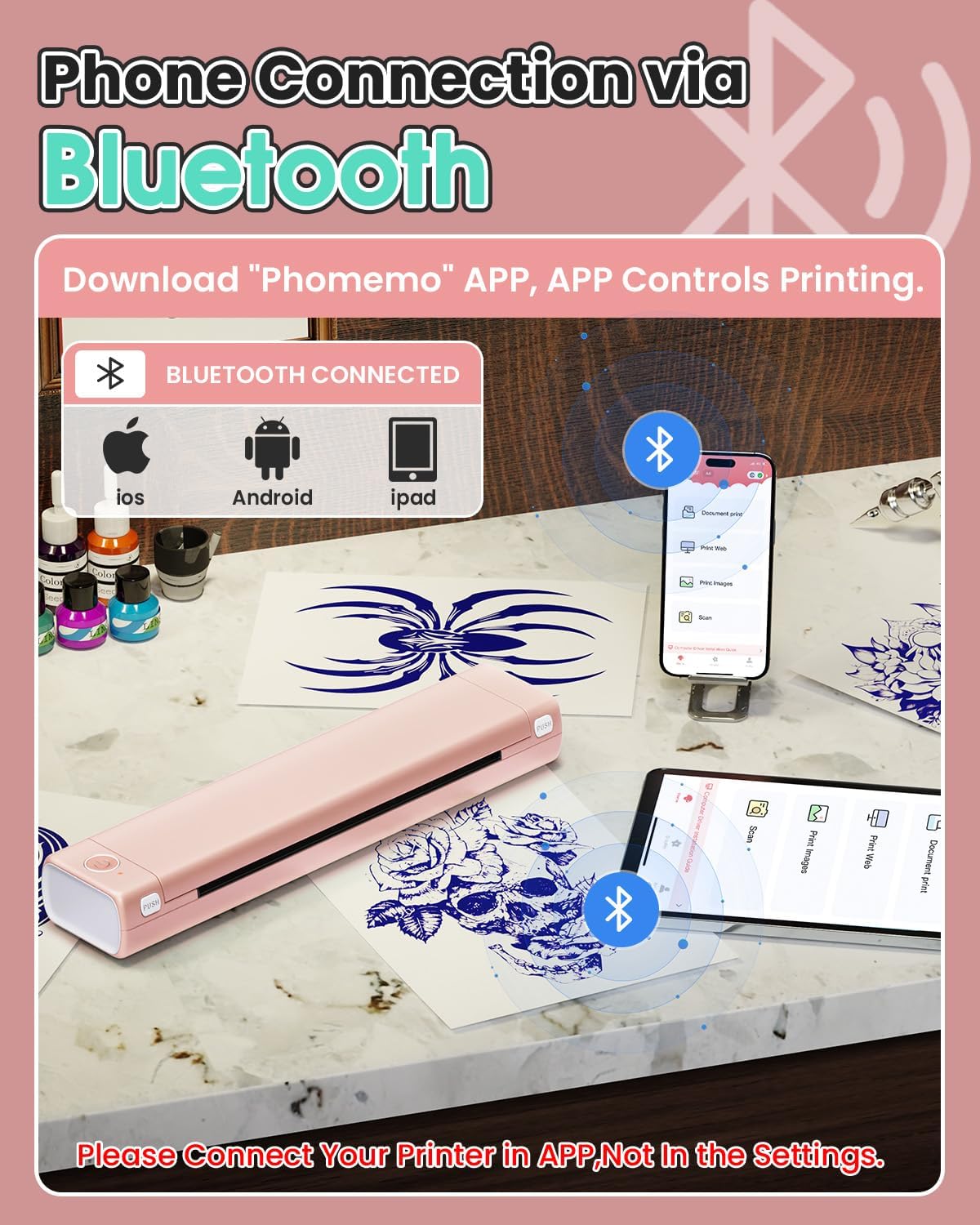 Detalle de Phomemo M08F Tattoo-Transferdrucker Bluetooth A4