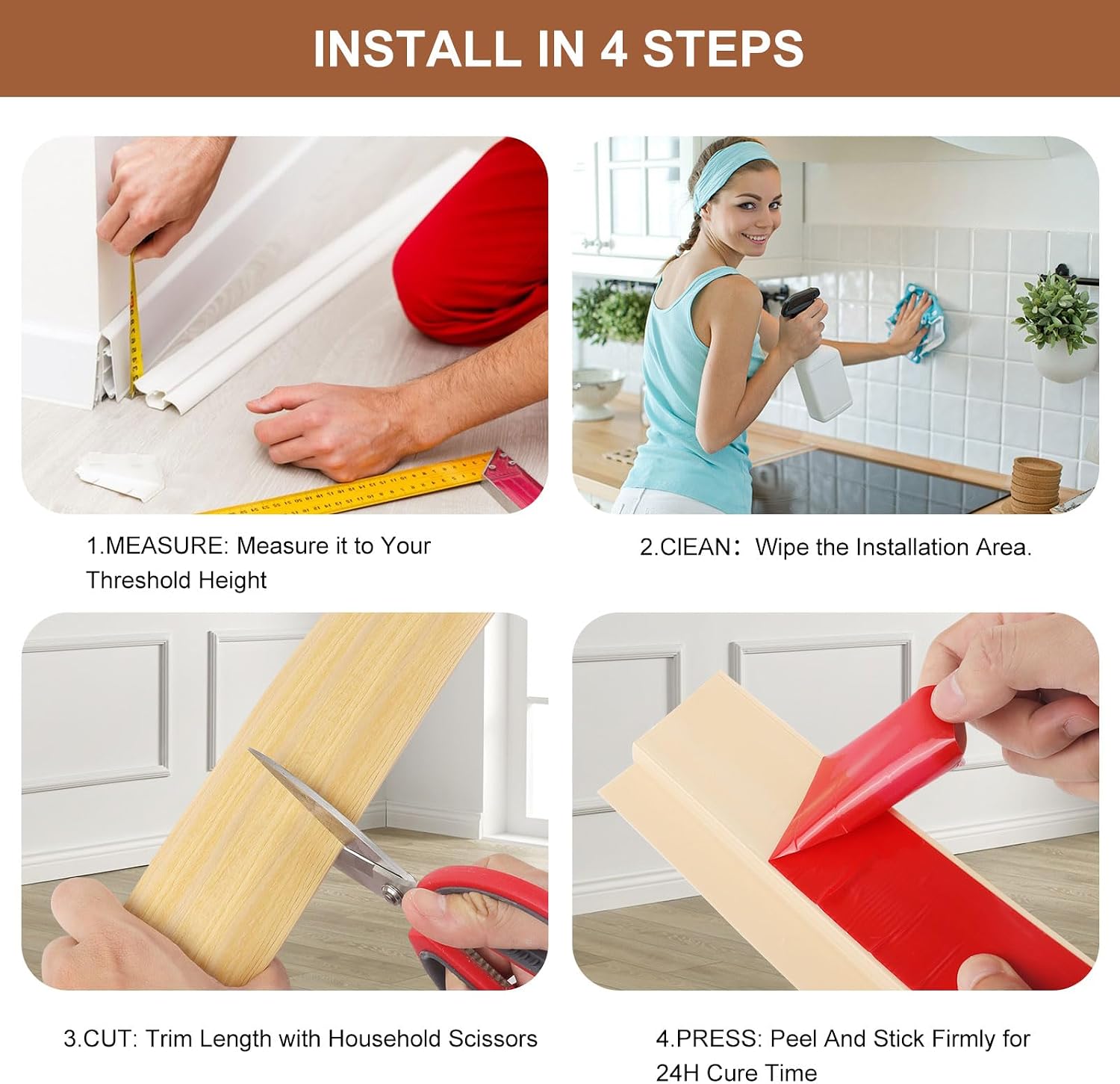 Detalle de ZTOWOTO A5015-100cm PVC Floor Transition Strip, 7 cm, Yellow Wood Grain