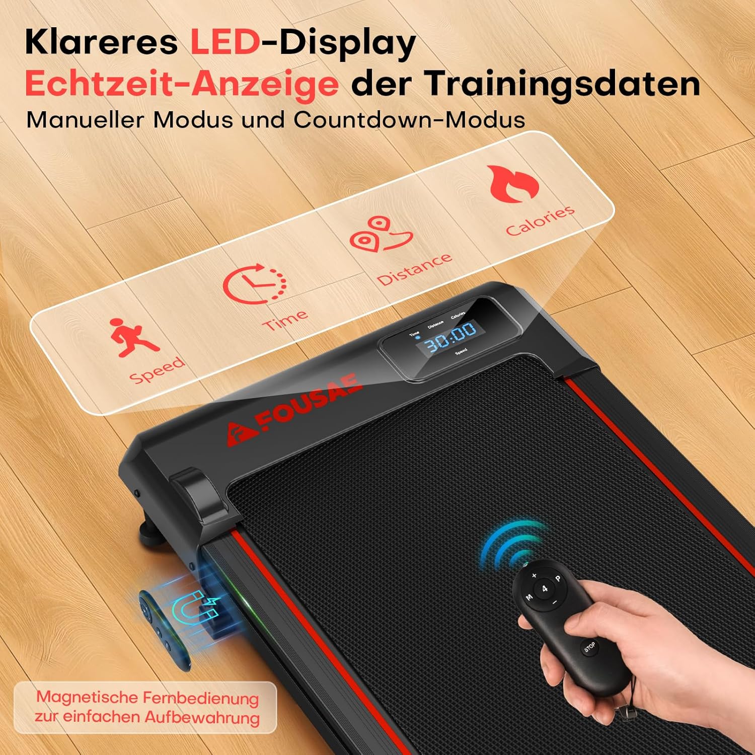 Thumbnail 6 de FOUSAE Walking Pad 1‑10 km/h Laufband für Zuhause mit LED-Display