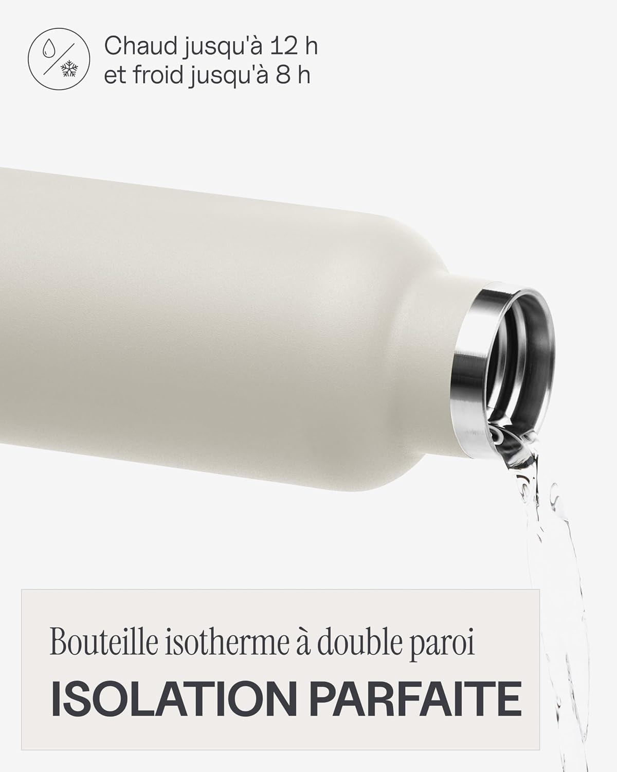 Detalle de Kapten & Son Gourde en acier inoxydable 0,75 L – beige, couvercle anti-fuite, BPA-free