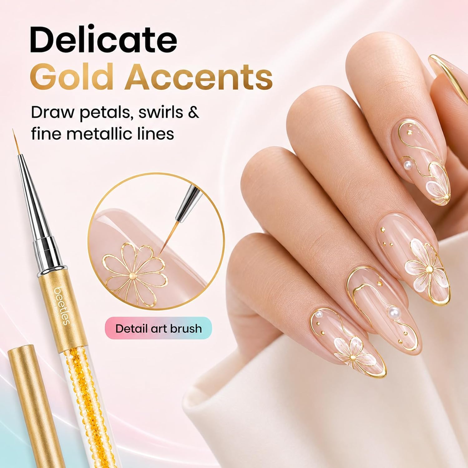 Detalle 1 de Beetles Gel Polish Nail Art Liner Brushes Set (5 Sizes) for Lines, Details & Rhinestone Placement
