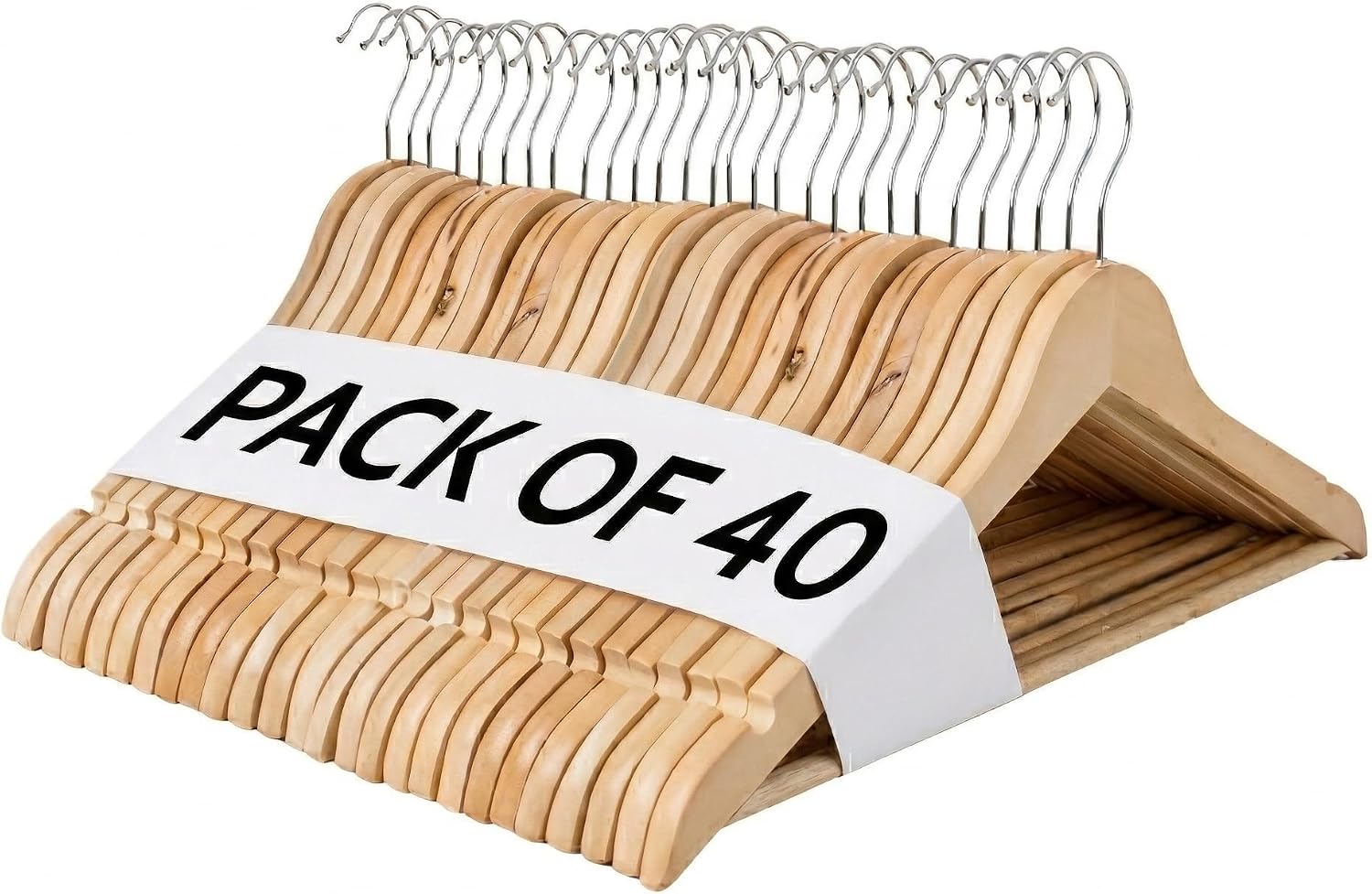 Imagen de REQUISITE NEEDS Wooden Coat Hangers 40 Pack – Wide Shoulder, 360° Rotating Hook, Natural Maple Wood en OfertitasTOP