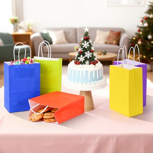 Thumbnail 3 de HOMIKLSA 50 Stück Geschenktüten mit Griffen 21 x 15 x 8 cm – bunte Kraftpapier-Tüten, kleine Größe