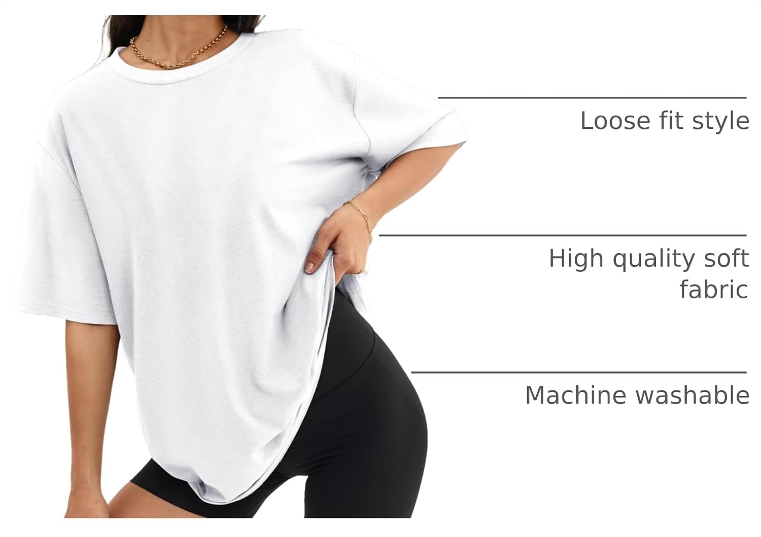 Detalle 2 de ATHMILE Women’s Oversized T-Shirts — Loose-Fit Graphic Casual Tees for Gym, Summer & Everyday Wear