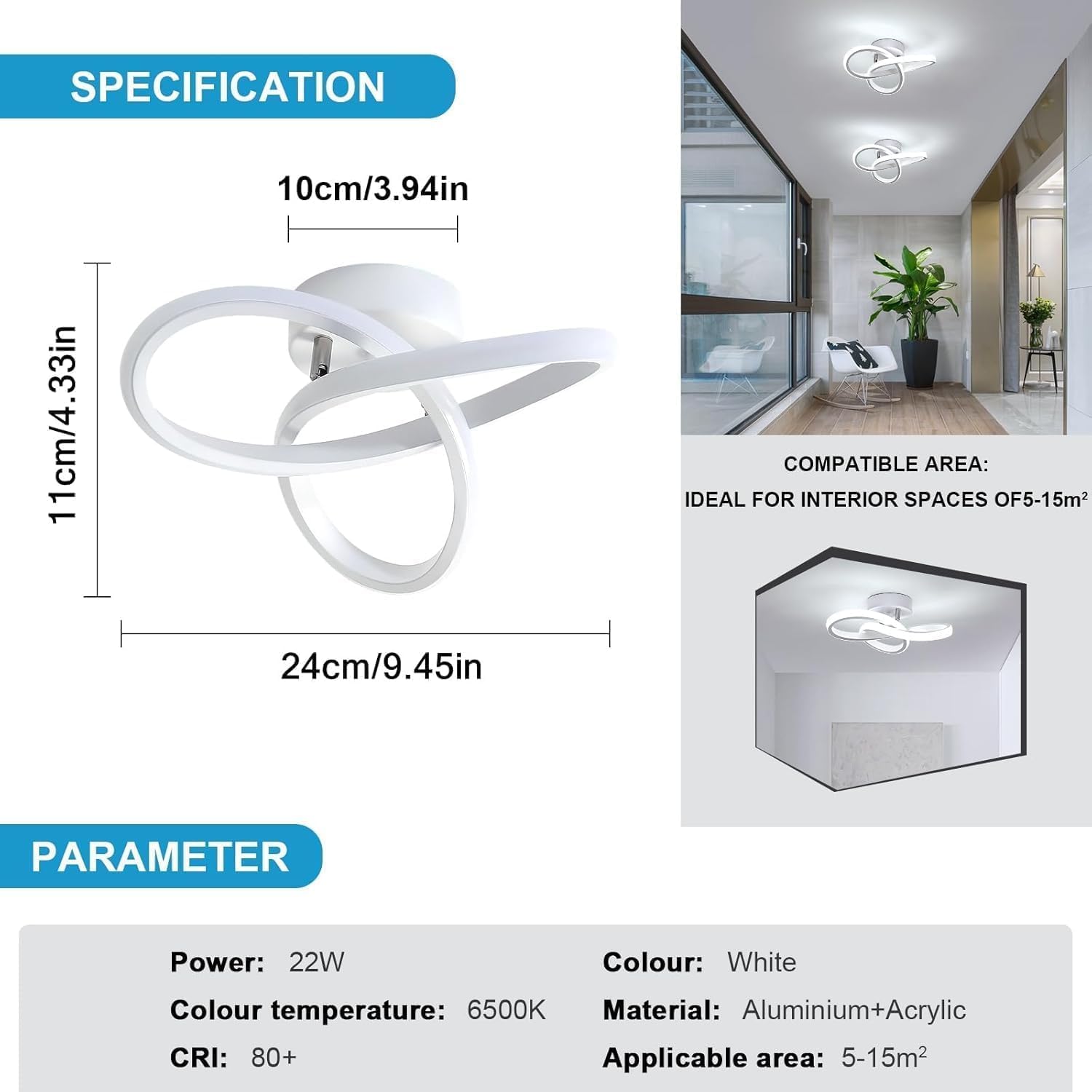 Thumbnail 3 de Comely LED Ceiling Light 22W – 360° Flower Design, 6500K Cool White