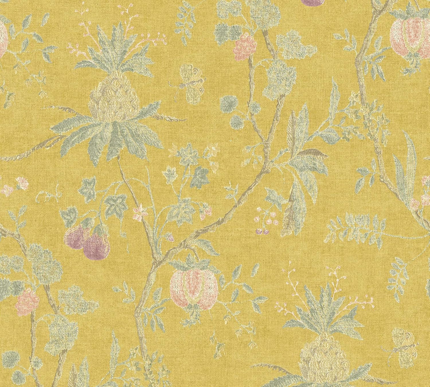 Detalle 2 de Livingwalls Papel Pintado Floral Amarillo y Verde