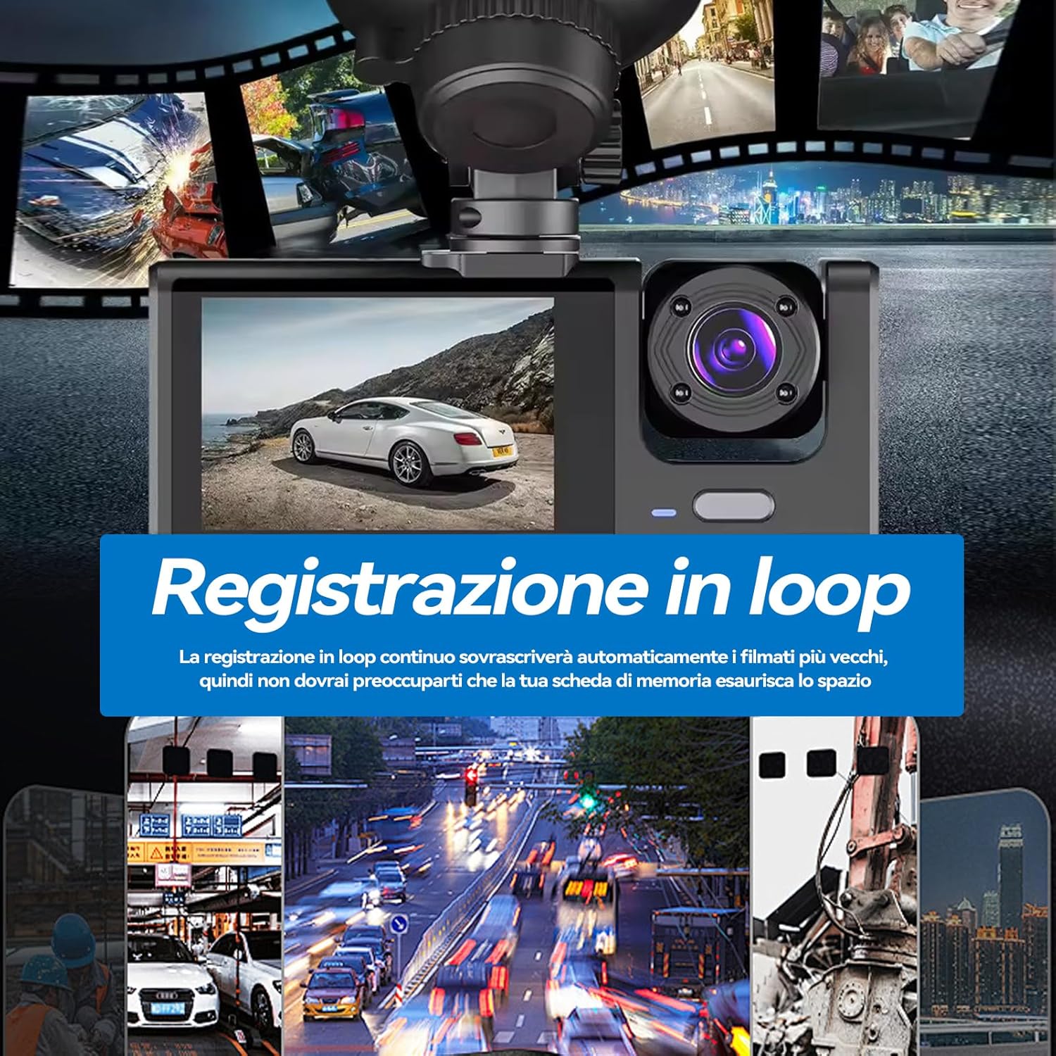 Thumbnail 1 de 3 Channel 1080P Dash Cam with 32GB Card