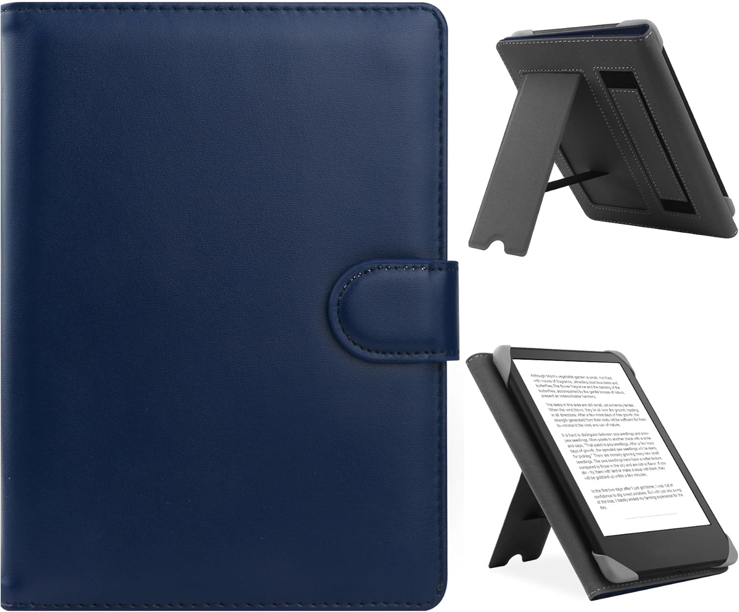 Thumbnail 4 de HoYiXi Universalhülle für 6.8–7'' eReader – PU-Leder Schutzhülle mit Standfunktion, Silikon-Clips und Magnetverschluss (Lila)