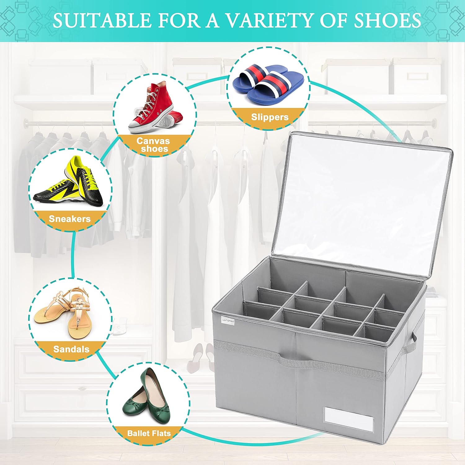Detalle 1 de Organizer Scarpe per Armadio 16 Paia 53x42x33 cm
