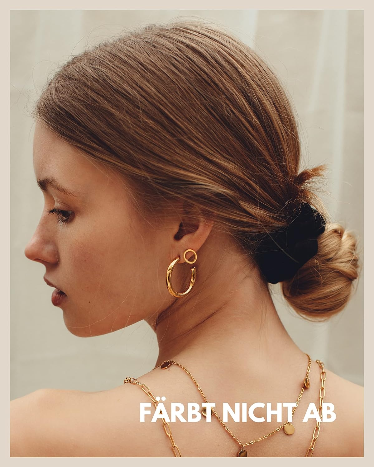 Thumbnail 2 de Goldene 18-Karat Creolen (28 mm) aus Edelstahl – wasserfest für Damen
