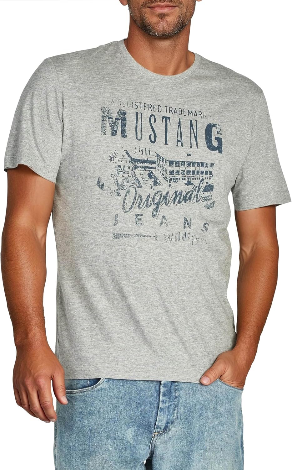 Detalle de MUSTANG Herren T-Shirt Regular Fit – Baumwolle 4er Pack, Rundhals, Kurzarm