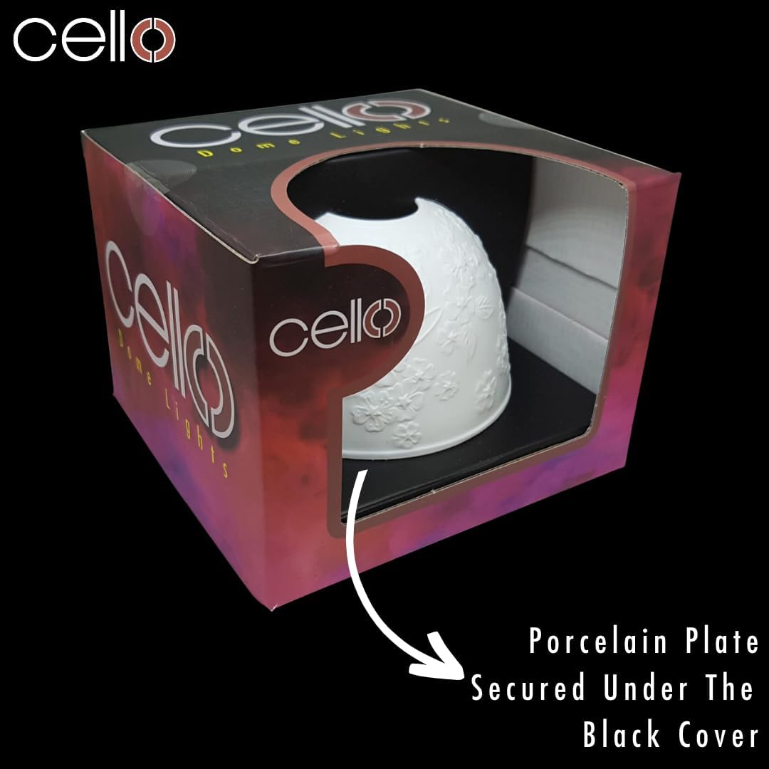 Thumbnail 5 de Cello photophore en porcelaine de lithophane motif étoilé (dôme et base pour bougie chauffe-plat ou LED)