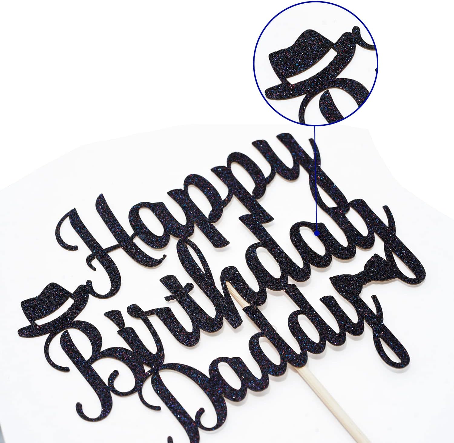Detalle de Birthday Cake Topper, Black Glitter