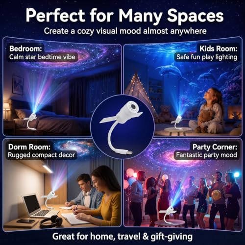Thumbnail 6 de LAZYTAIL Galaxy Projector Night Light: 2-in-1 Starry Sky and Warm Night Light