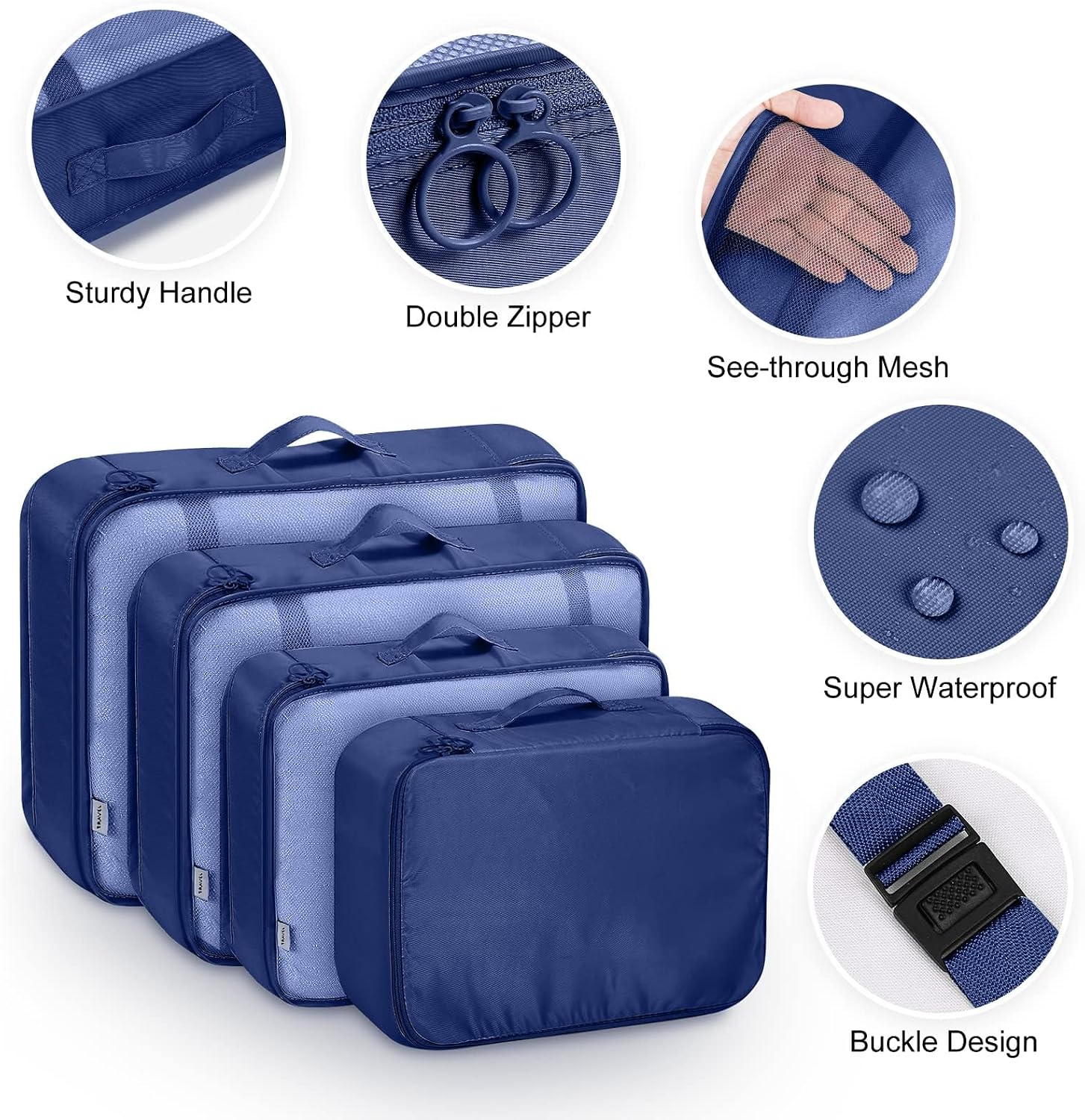 Detalle de MURISE Packing Cubes 8 pièces (6/8) – organisateur de valise pour voyages et vacances