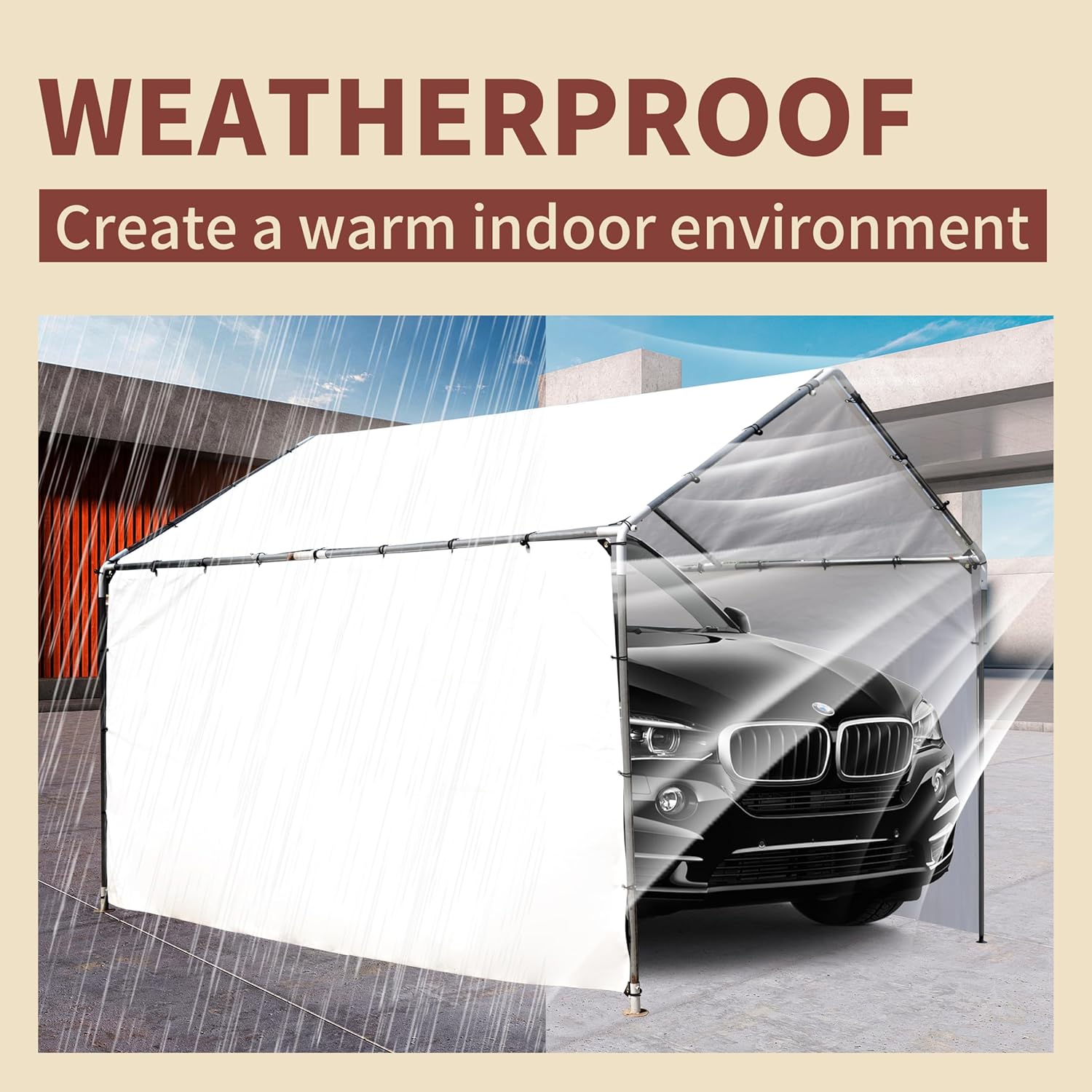 Thumbnail 4 de TARPAL 12'x12' White Tarp: Waterproof, Snow-Proof Poly Tarpaulin for Outdoor Protection