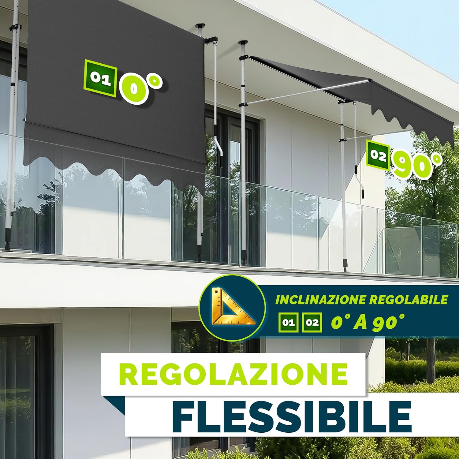 Thumbnail 1 de Tillvex Tenda da Sole a Bracci con Manovella 150 cm: protezione solare regolabile senza forare