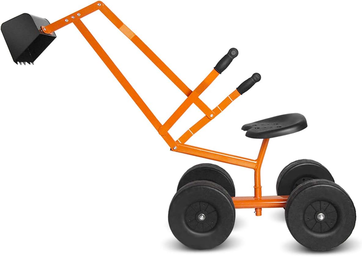 Detalle de HONEY JOY Ride-On Sand Digger, Orange, Metal Frame and Four Wheels